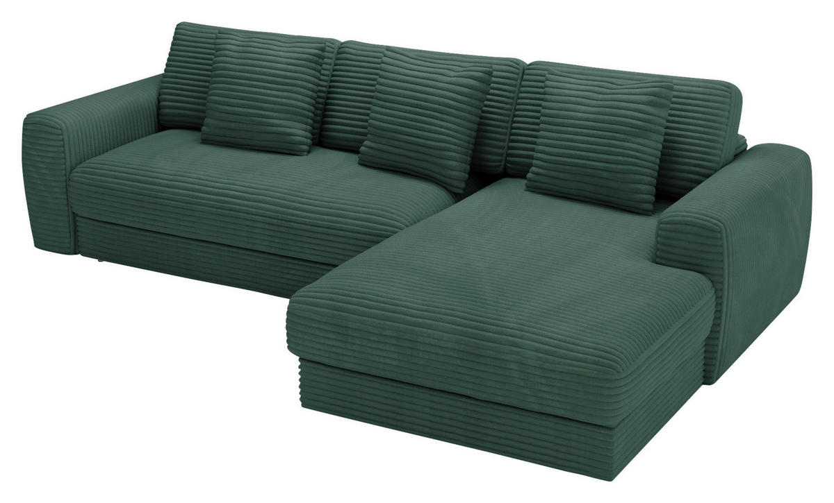 ECKSOFA in Cord Waldgrün  - Waldgrün/Schwarz, Modern, Kunststoff/Textil (302/182cm) - Carryhome