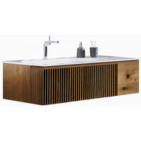 WASCHTISCHKOMBI 128,4 cm  - Alteiche/Weiß, Natur, Glas/Holz (128,4cm) - Voglauer