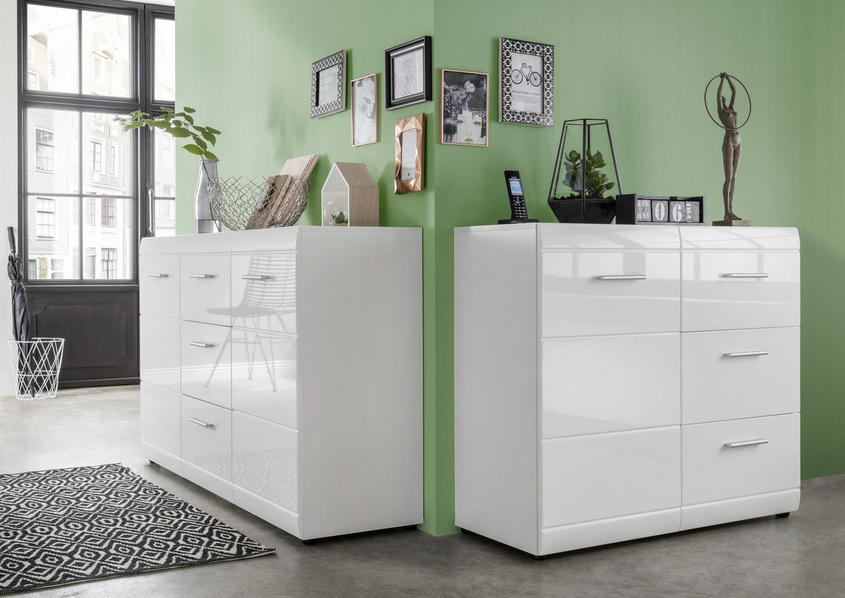 KOMODA   96/86/40 cm   bijela  - bijela/srebrne boje, Design, drvni materijal/plastika (96/86/40cm) - Xora
