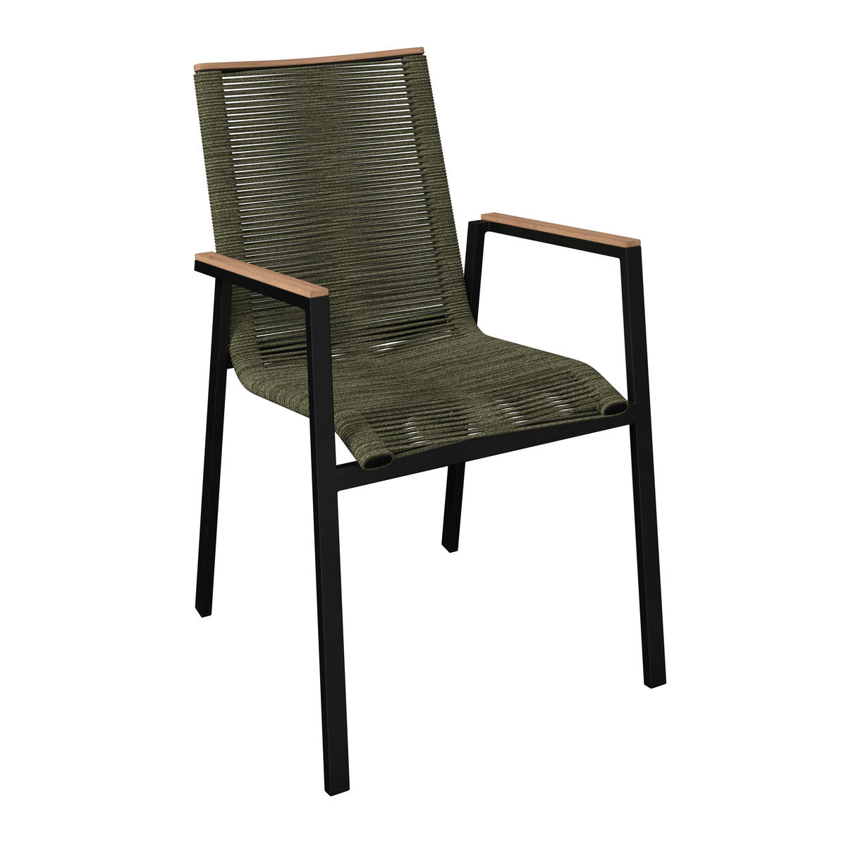 STAPELSESSEL Teakholz Aluminium Anthrazit, Grün, Teakfarben  - Anthrazit/Grün, Design, Holz/Textil (56/90/66cm) - Amatio