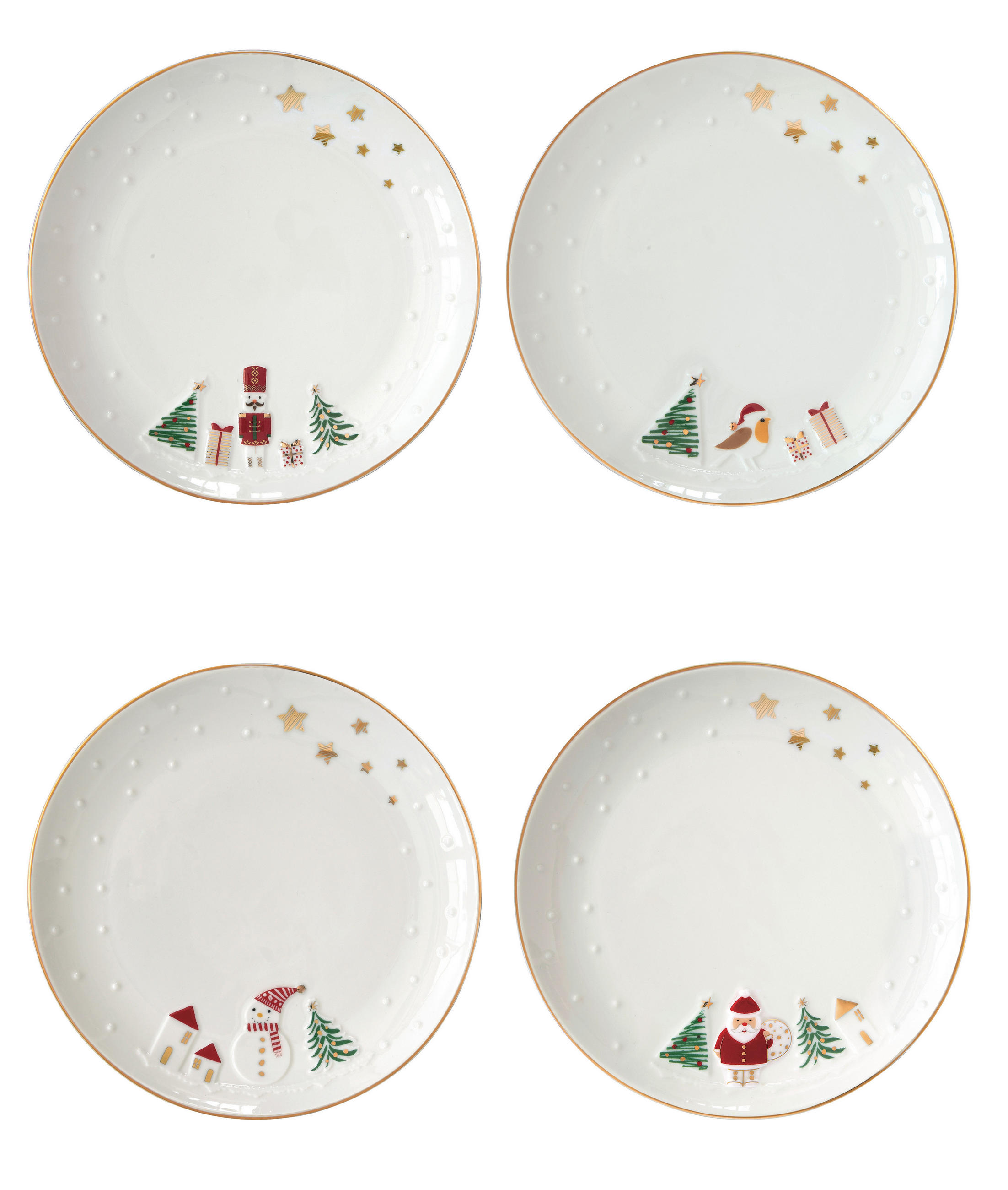 SET DESERTNIH KROŽNIKOV       16/16/1.5 cm    - rdeča/zelena, Basics, keramika (16/16/1.5cm)