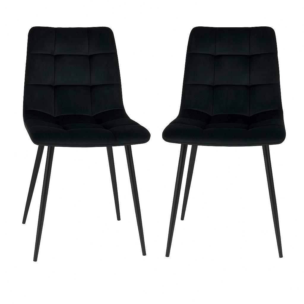 STUHL-SET 2 Stück  in Samt  - Schwarz, MODERN, Textil/Metall (44/86/55cm) - MID.YOU