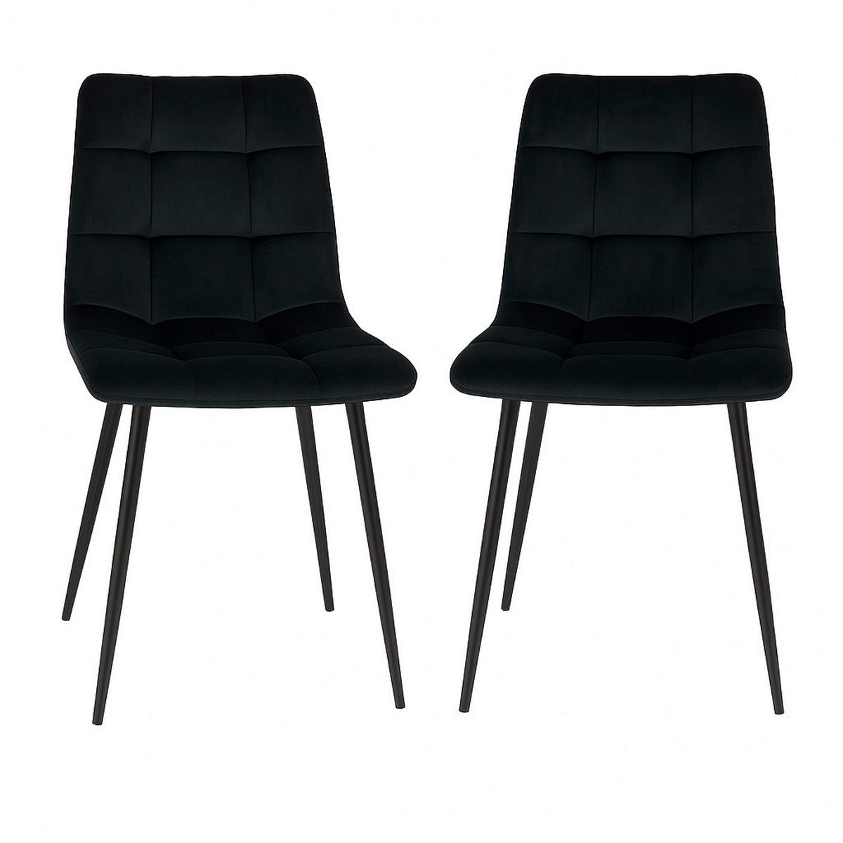 STUHL-SET 2 Stück  in Samt  - Schwarz, MODERN, Textil/Metall (44/86/55cm) - MID.YOU