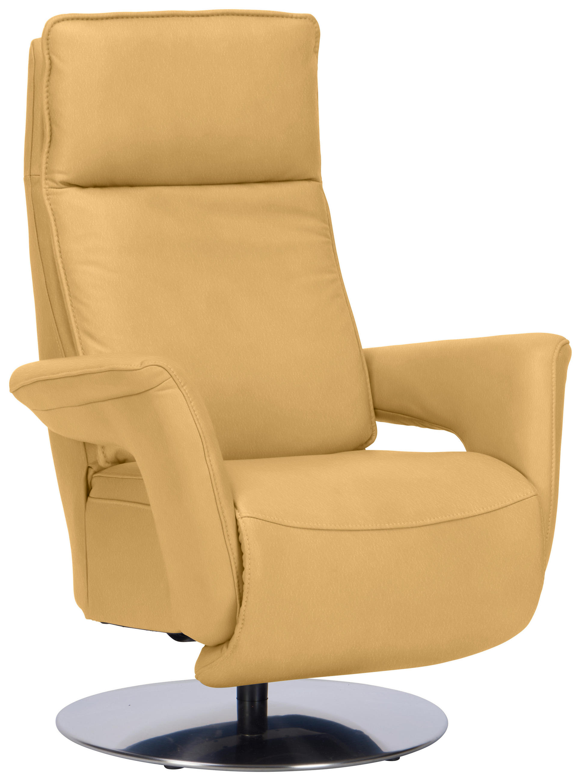 RELAXSESSEL in Leder Gelb  - Edelstahlfarben/Gelb, Design, Leder/Metall (83/112/87-174cm) - Valdera