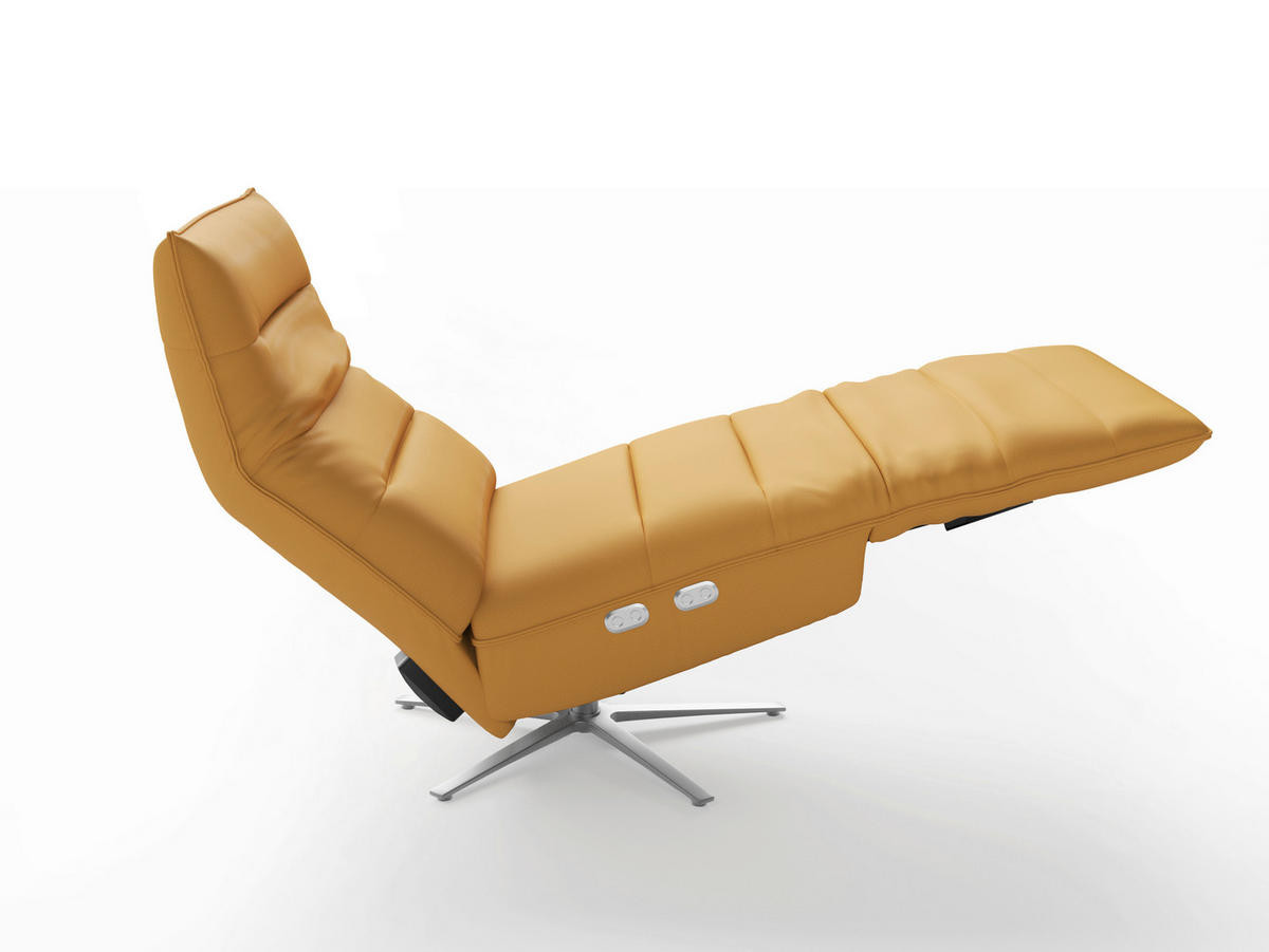 RELAXSESSEL Leder Currygelb  - Currygelb/Silberfarben, Basics, Leder/Metall (80/109/98cm) - Sit & More