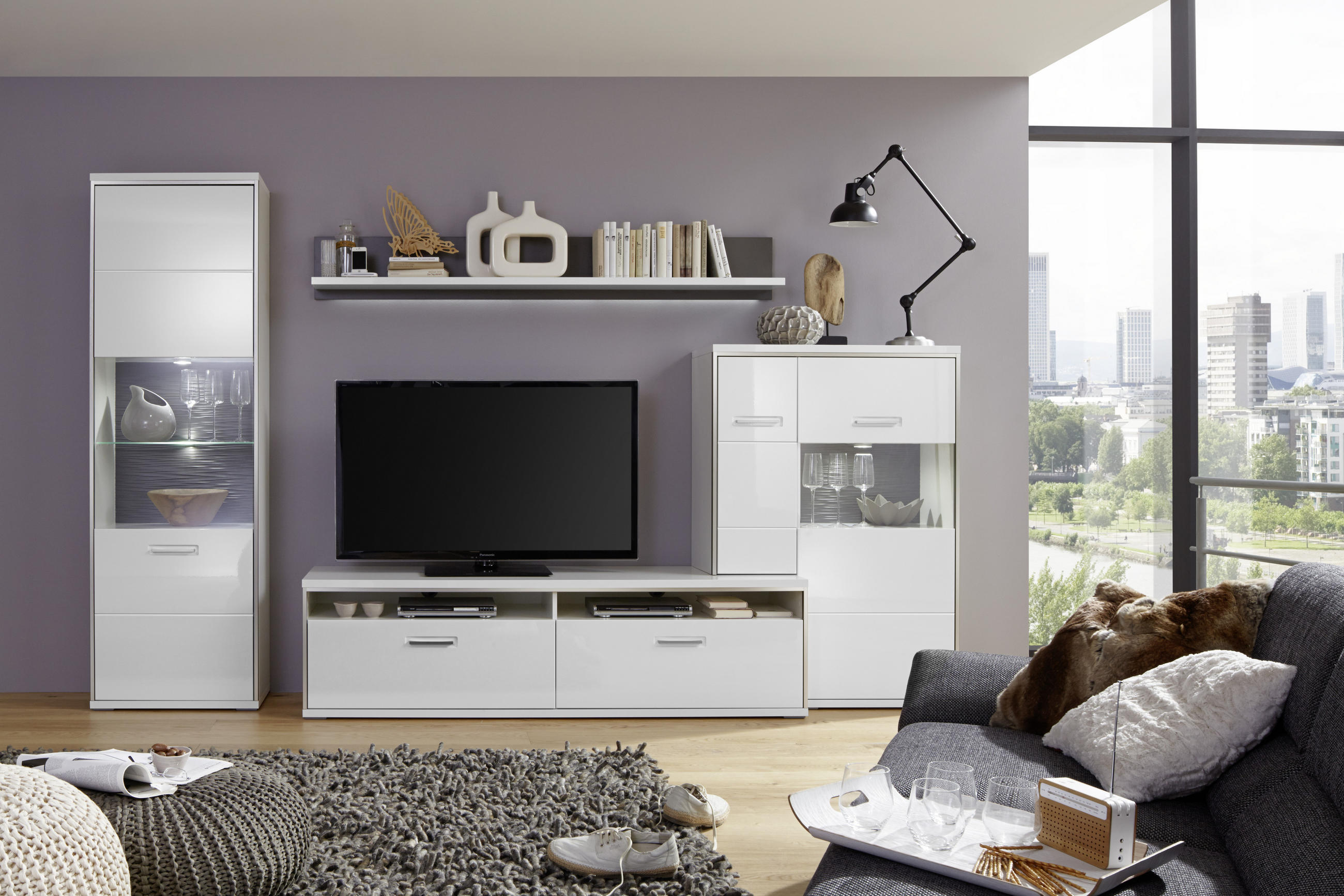 TV-ELEMENT Accra in 184/51/52 cm - Weiss Hochglanz/Weiss, Design, Holzwerkstoff/Metall (184/51/52cm) - Livetastic