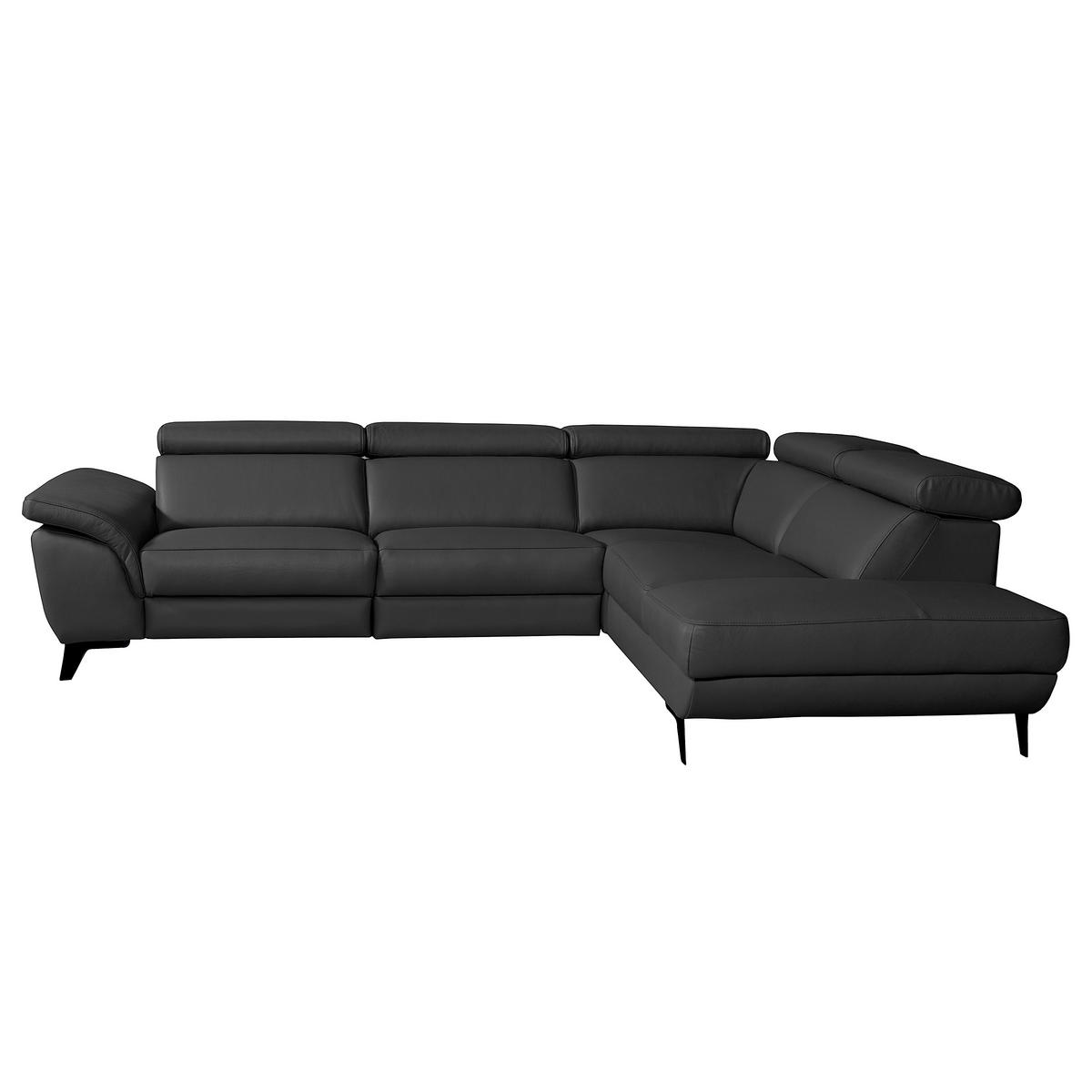 ECKSOFA DALLAS in Echtleder Schwarz  228/283 cm  - Schwarz, Design, Leder/Metall (228/283cm) - Livetastic