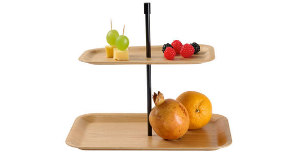 ETAGERE 2-stöckig - Hellbraun/Schwarz, Design, Holz/Metall (30cm) - Novel