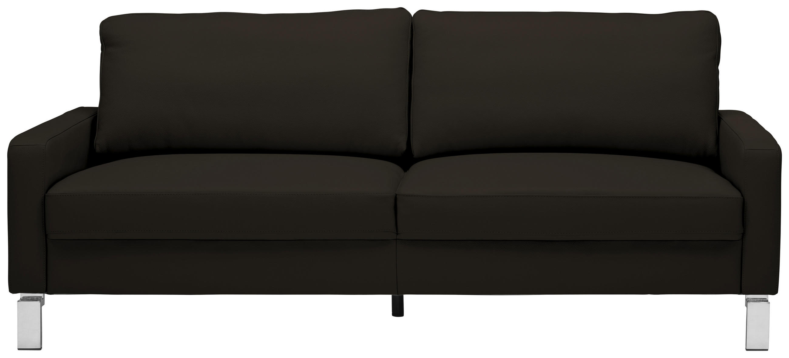 3-SITZER-SOFA in Echtleder Schwarz  - Chromfarben/Schwarz, Design, Leder/Metall (204/81/97cm) - Pure Home Lifestyle