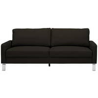 3-SITZER-SOFA in Echtleder Schwarz  - Chromfarben/Schwarz, Design, Leder/Metall (204/81/97cm) - Pure Home Lifestyle