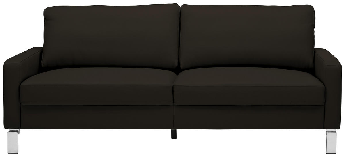 3-SITZER-SOFA in Echtleder Schwarz  - Chromfarben/Schwarz, Design, Leder/Metall (204/81/97cm) - Pure Home Lifestyle