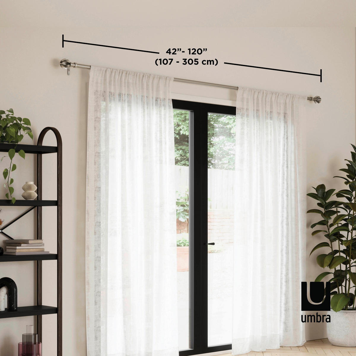 TYČ NA ZÁVĚSY  320 cm - barvy niklu, Konvenční, kov/plast (320cm) - Umbra
