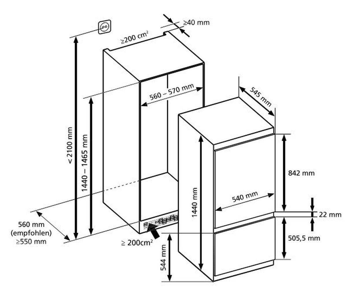 KÜHL-GEFRIER-KOMBINATION EKG145  - Weiß, Basics, Kunststoff/Metall (54,0/144,0/54,5cm) - Oranier