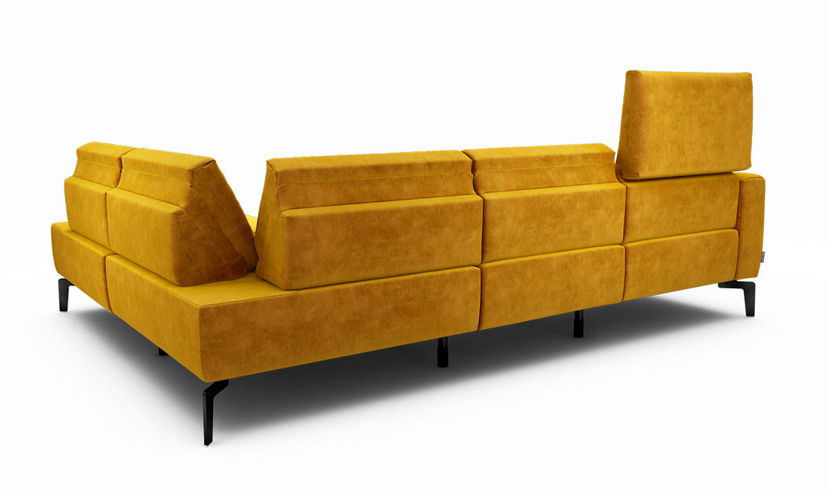 ECKSOFA Cosy Gelb Samt  - Gelb/Schwarz, Design, Textil/Metall (256/193cm) - SENSOO