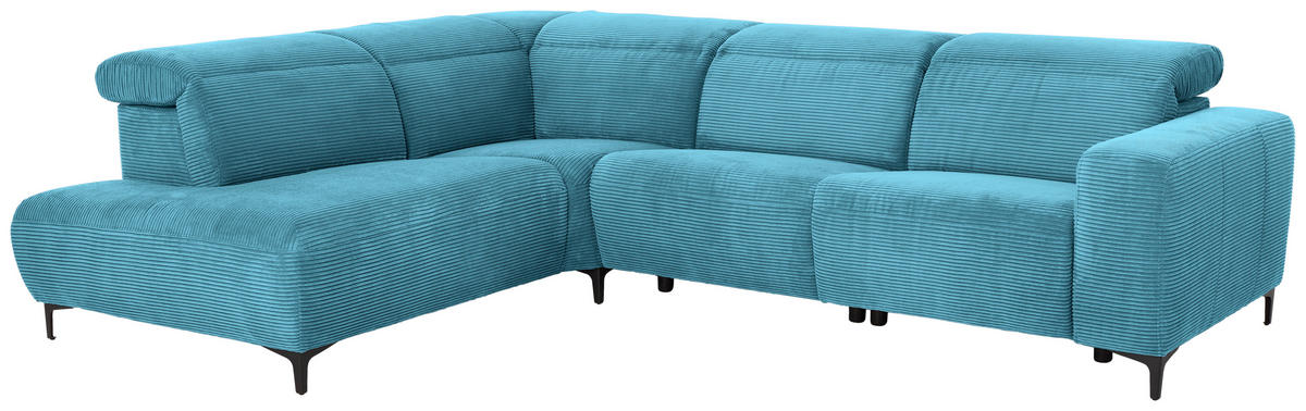ECKSOFA in Cord Petrol  - Petrol/Schwarz, Design, Textil (223/290cm) - Pure Home Lifestyle