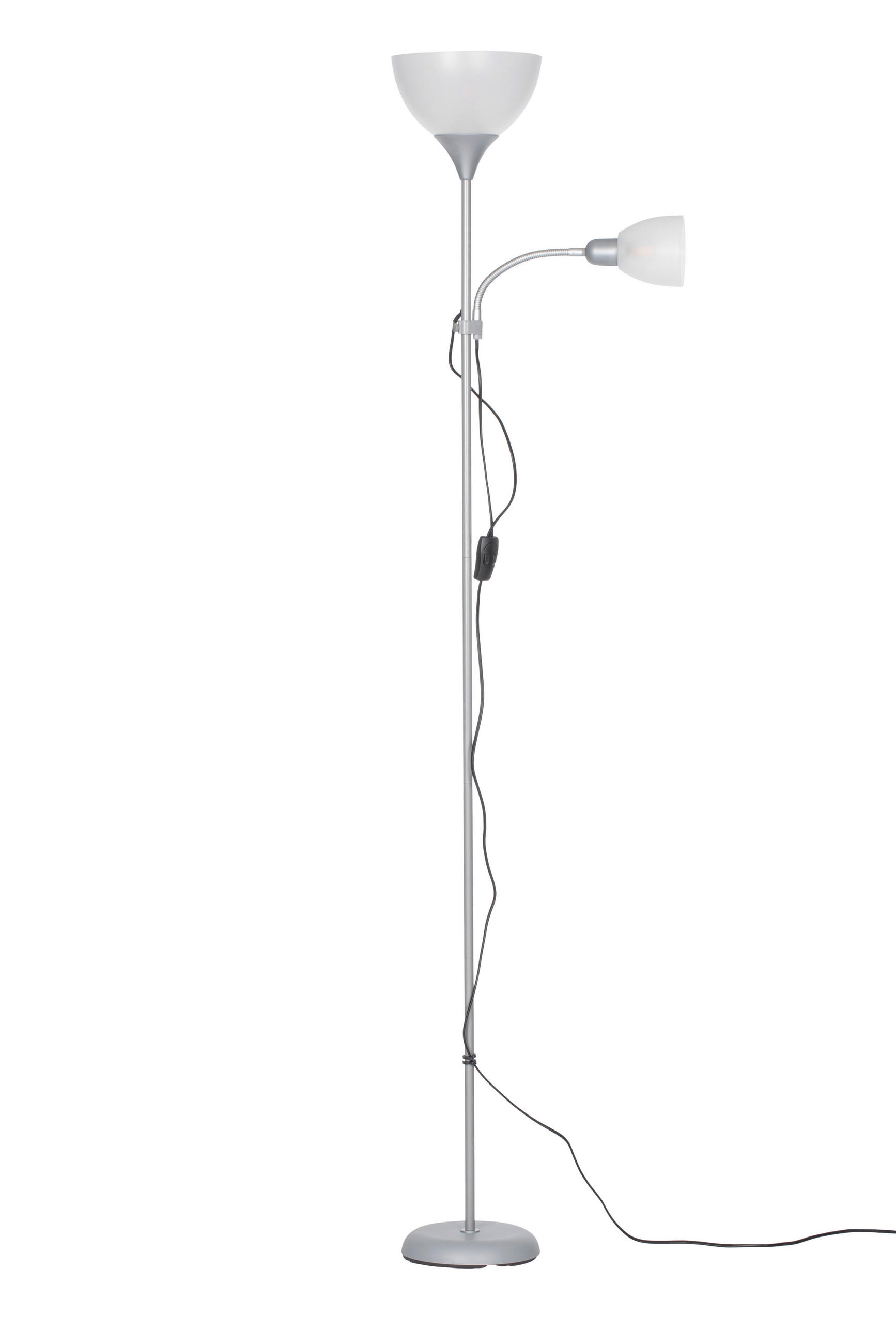 STEHLEUCHTE 42/21/180 cm    - Silberfarben/Weiß, Basics, Kunststoff/Metall (42/21/180cm) - Boxxx