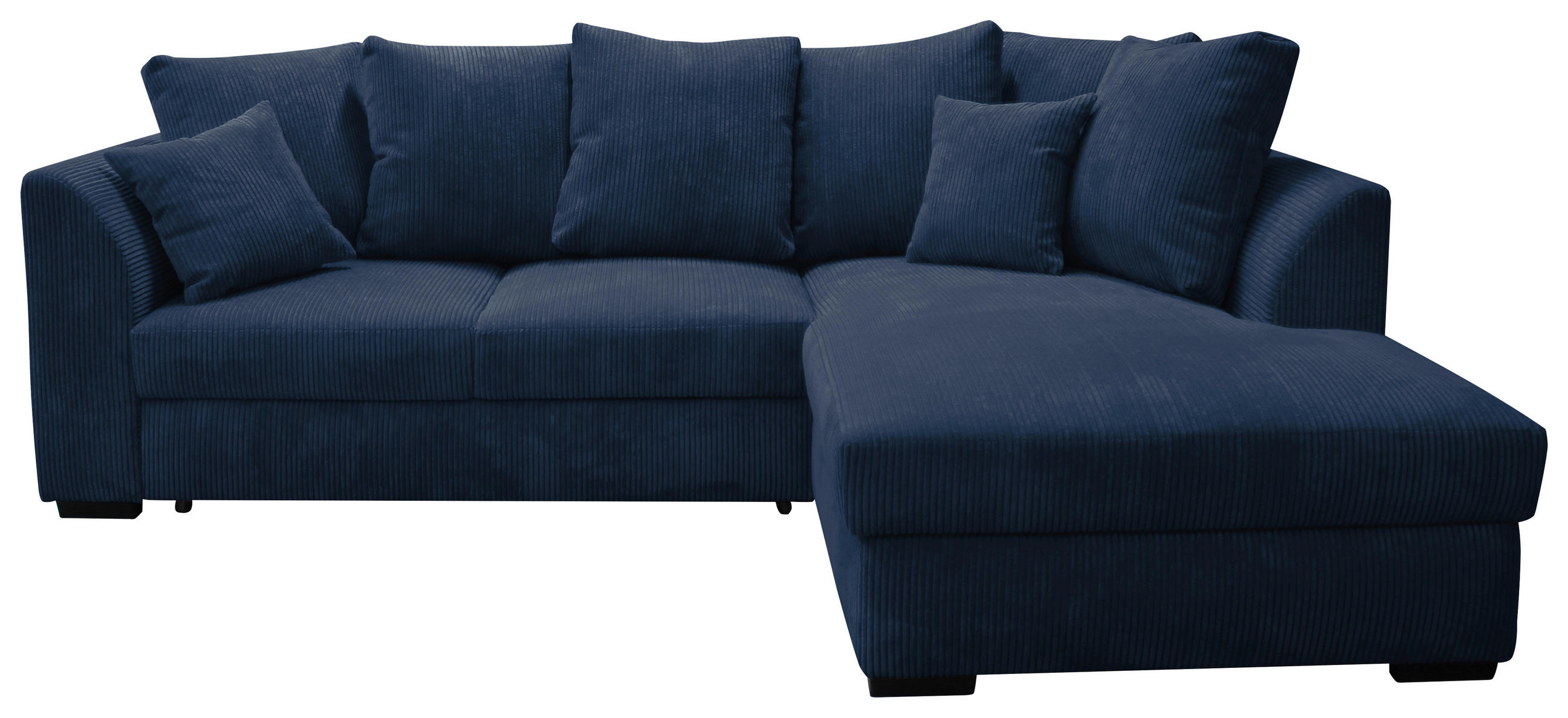 ECKSOFA inkl.Funktionen Dunkelblau Cord  - Schwarz/Dunkelblau, Design, Kunststoff/Textil (259/174cm) - Cantus