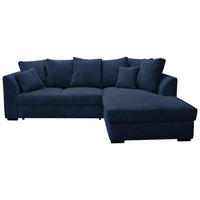 ECKSOFA in Cord Dunkelblau  259/174 cm  - Schwarz/Dunkelblau, Design, Kunststoff/Textil (259/174cm) - Cantus