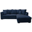 ECKSOFA in Cord Dunkelblau  259/174 cm  - Schwarz/Dunkelblau, Design, Kunststoff/Textil (259/174cm) - Cantus