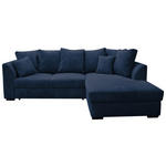ECKSOFA in Cord Dunkelblau  259/174 cm  - Schwarz/Dunkelblau, Design, Kunststoff/Textil (259/174cm) - Cantus