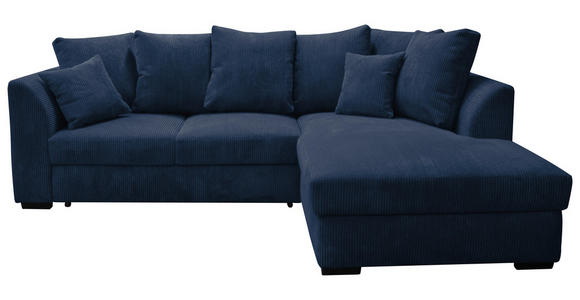 ECKSOFA in Cord Dunkelblau  259/174 cm  - Schwarz/Dunkelblau, Design, Kunststoff/Textil (259/174cm) - Cantus