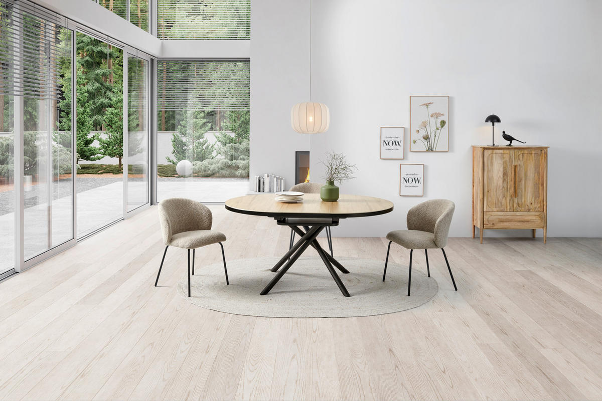 ESSTISCH Schwarz, Bernsteinfarben rund  ausziehbar  - Bernsteinfarben/Schwarz, LIFESTYLE, Keramik/Holzwerkstoff (120-160/76/120cm) - MID.YOU