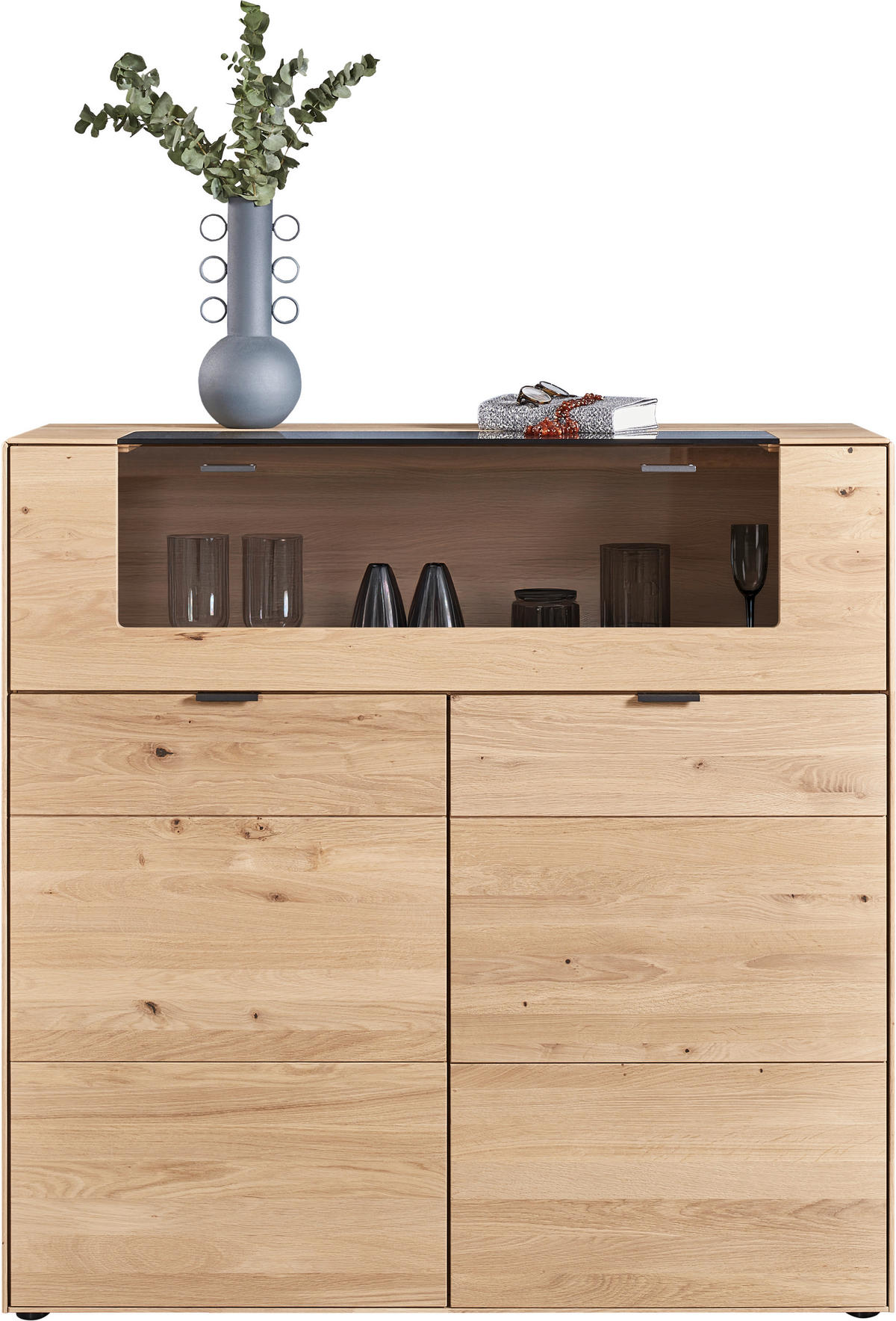 HIGHBOARD Wildeiche  121,9/121,5/45,2 cm  - Wildeiche, Natur, Glas/Holz (121,9/121,5/45,2cm) - Valnatura