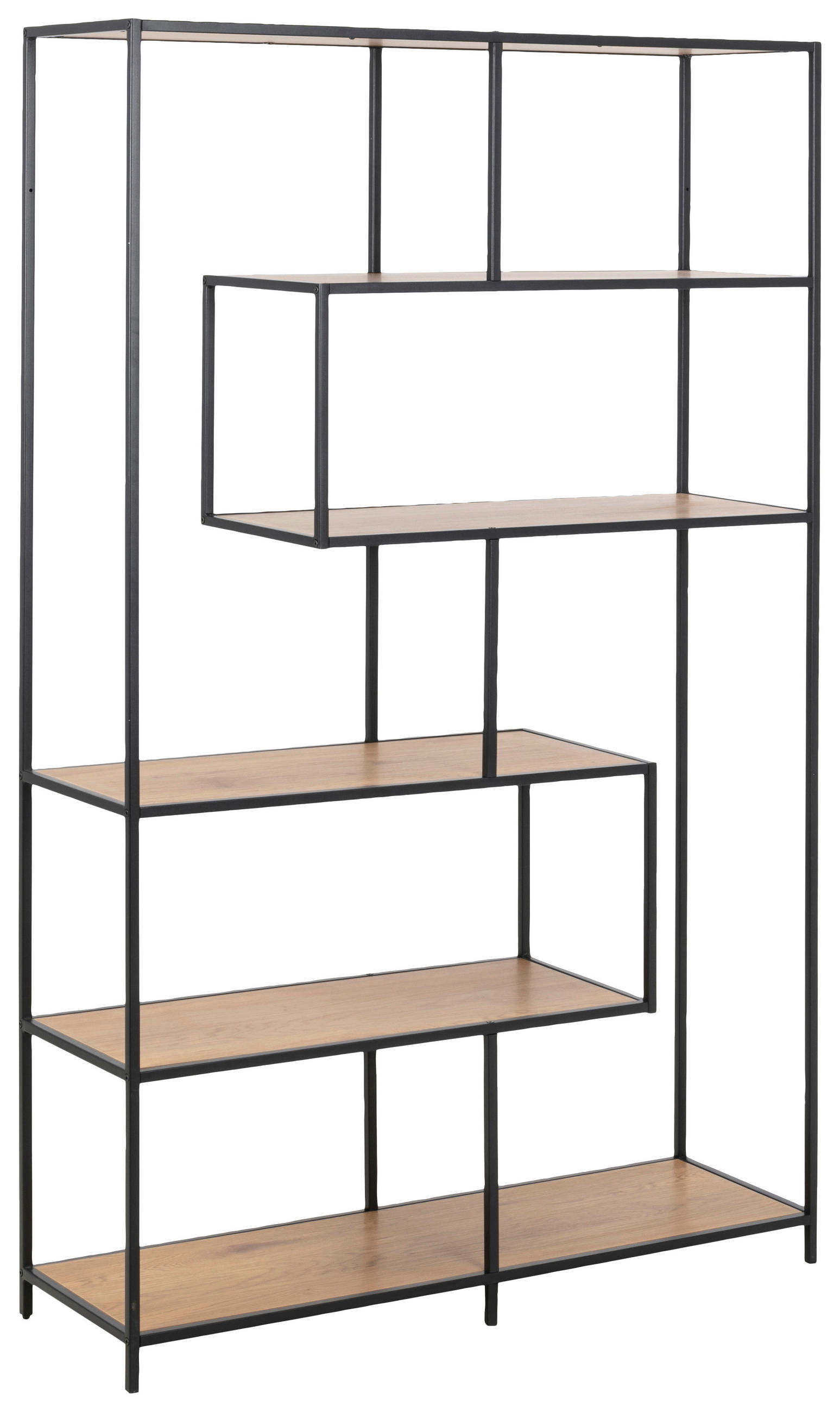 REGAL 114/185/35 cm Schwarz, Eichefarben - Eichefarben/Schwarz, Modern, Holzwerkstoff/Metall (114/185/35cm) - MID.YOU