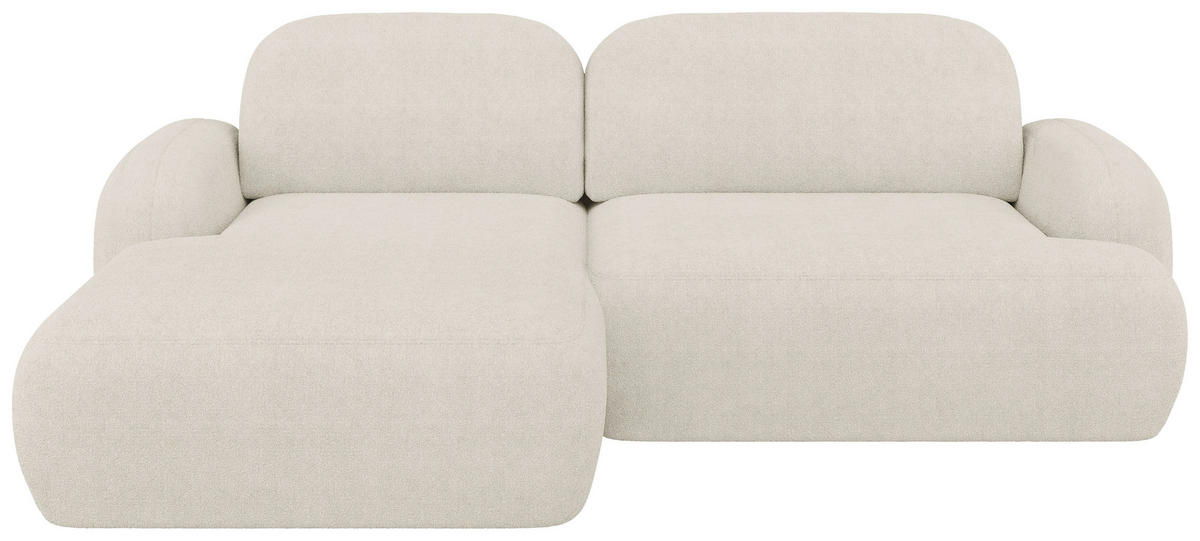 ECKSOFA Sevilla Plus in Bouclé Creme  275/175 cm  - Creme/Schwarz, Design, Kunststoff/Textil (275/175cm) - MID.YOU