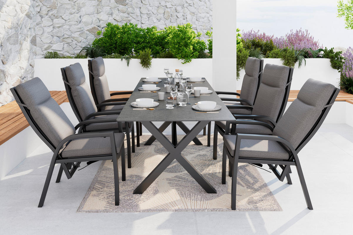 GARTENTISCH 180 -240/89/75 cm Metall, Kunststoff  - Anthrazit/Grau, Modern, Kunststoff/Metall (180 -240/89/75cm) - Amatio