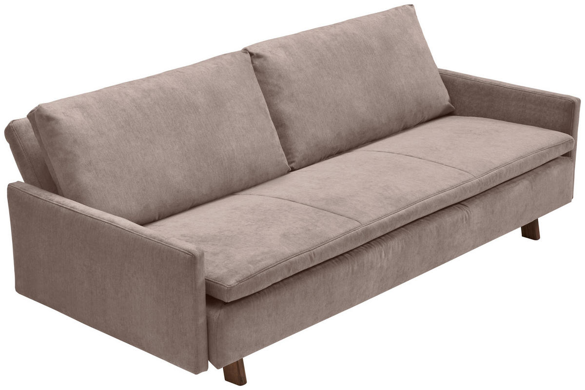 SCHLAFSOFA Flachgewebe Schlammfarben  - Schlammfarben/Eichefarben, KONVENTIONELL, Holz/Textil (220/85/98cm) - Carryhome
