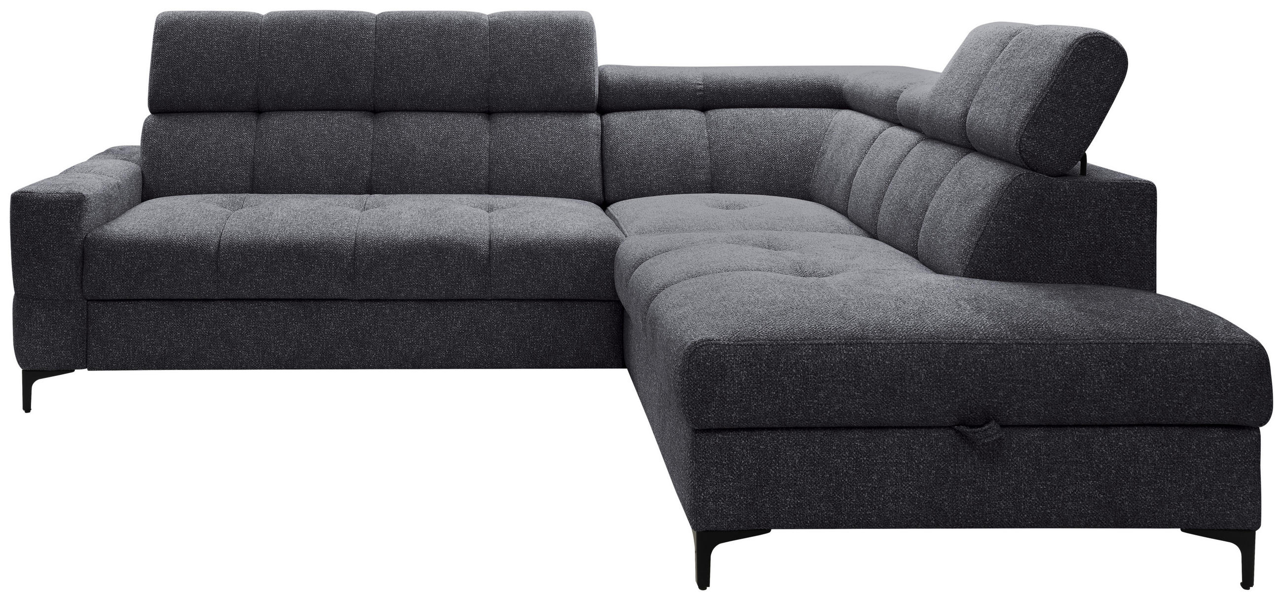 ECKSOFA in Struktur Anthrazit  - Anthrazit/Schwarz, Modern, Textil/Metall (254/212cm) - Carryhome