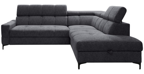 ECKSOFA in Struktur Anthrazit  - Anthrazit/Schwarz, MODERN, Textil/Metall (254/212cm) - Carryhome