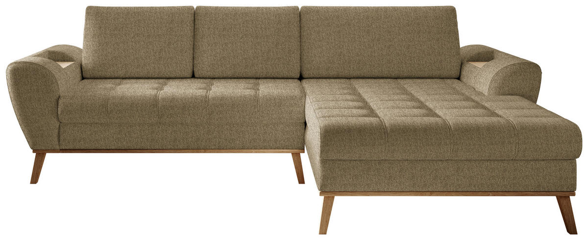 ECKSOFA in Webstoff Olivgrün  - Eichefarben/Olivgrün, Design, Holz/Textil (282/175cm) - Carryhome