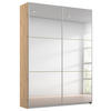 SCHWEBETÜRENSCHRANK 131/210/59 cm 2-türig Eiche Artisan, Silberfarben  - Silberfarben/Alufarben, MODERN, Glas/Holzwerkstoff (131/210/59cm) - Rauch Möbel