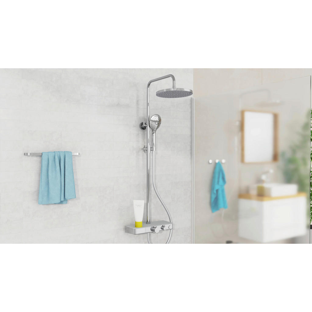 Thumbnail - Schütte Überkopfbrauseset Dx1105Cst, Grau, Chrom, Kunststoff, Glas, 35x80-120x35 cm, Badezimmer, Baden & Duschen, Duschk...