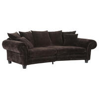 MEGASOFA in Chenille Dunkelbraun  - Dunkelbraun/Schwarz, ROMANTIK / LANDHAUS, Holz/Textil (276/81/140cm) - Landscape