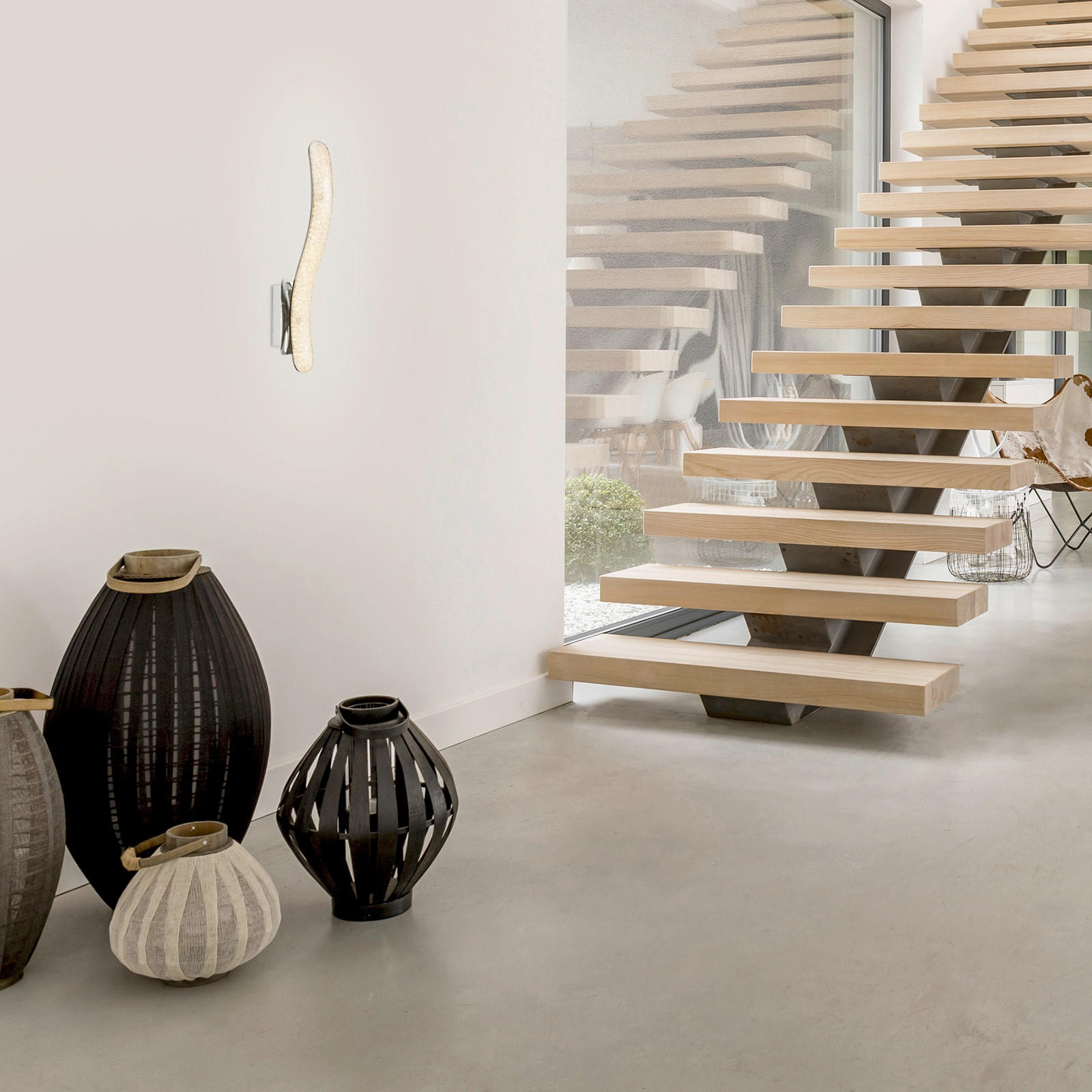 APLICĂ DE PERETE CU LED - culoare crom, Basics, plastic/metal (8/45/12cm)