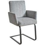 ARMLEHNSTUHL  in Stahl Chenille  - Hellgrau/Schwarz, Design, Textil/Metall (56/92/60cm) - Dieter Knoll