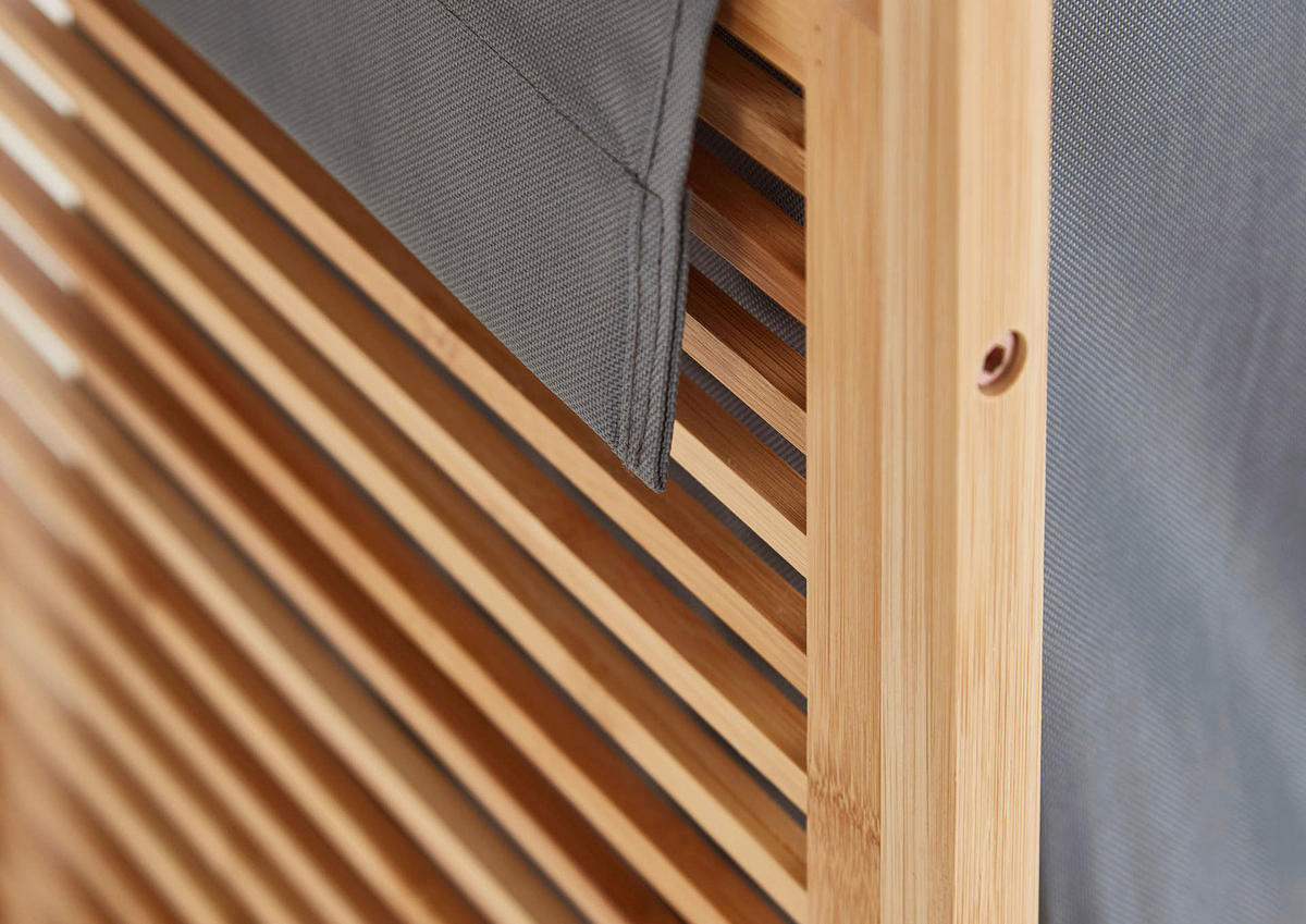 WÄSCHEKORB - Eichefarben/Grau, Design, Holzwerkstoff/Textil (31,8/75,5/60,6cm) - MID.YOU