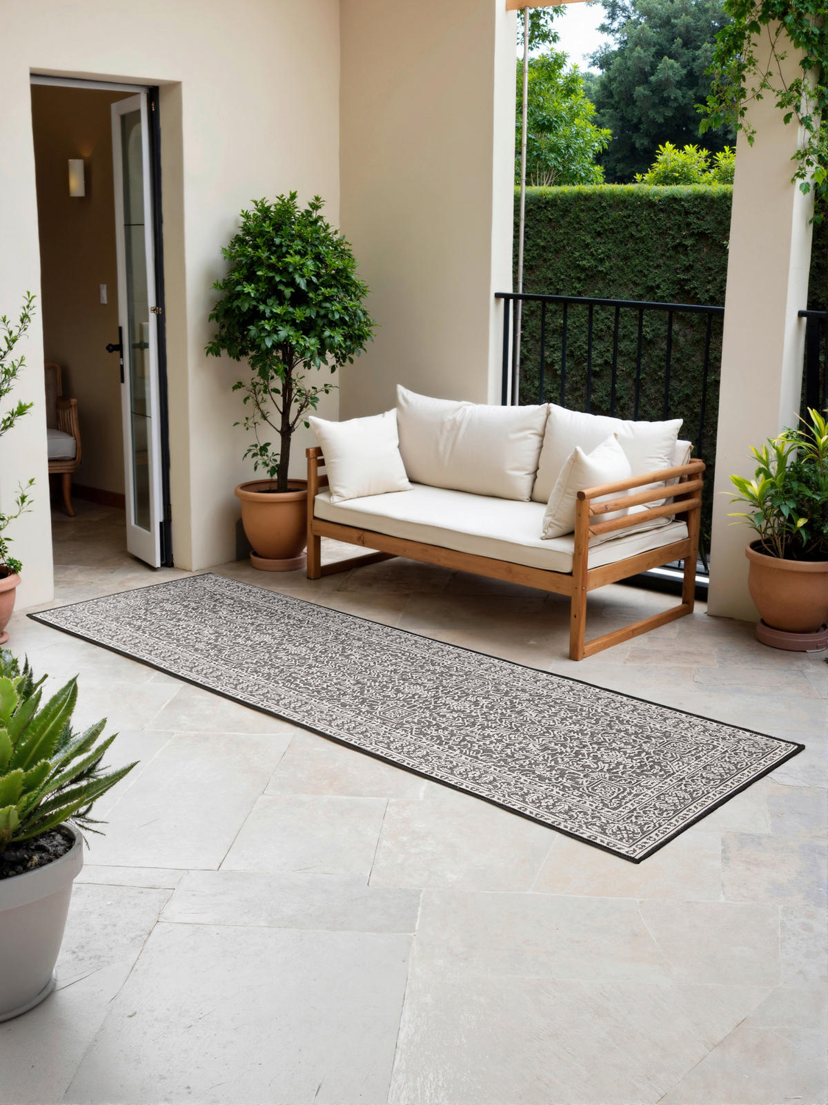 LÄUFER 80/250 cm Duet  - Schwarz/Weiß, Design, Kunststoff (80/250cm)