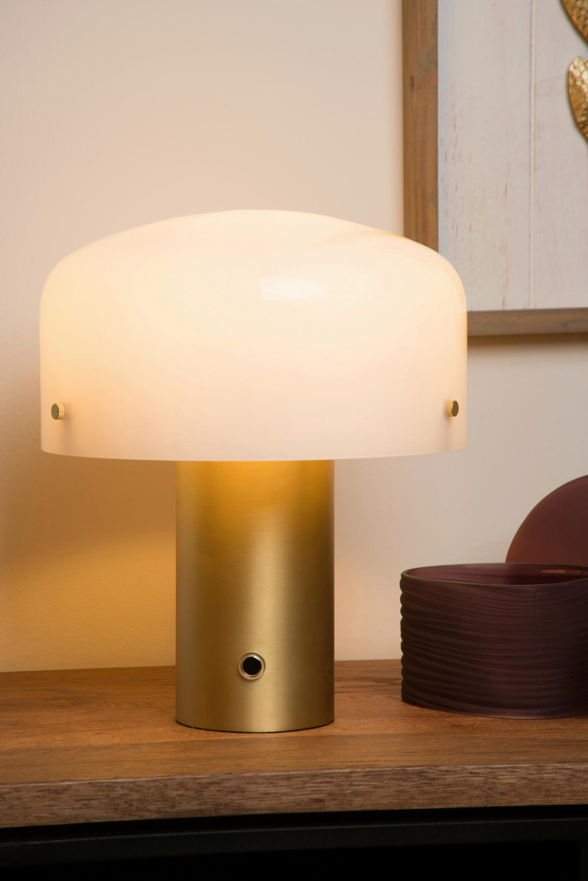 TISCHLEUCHTE Timon 27/27/35 cm   - Messingfarben/Opal, Basics, Glas/Metall (27/27/35cm) - Lucide