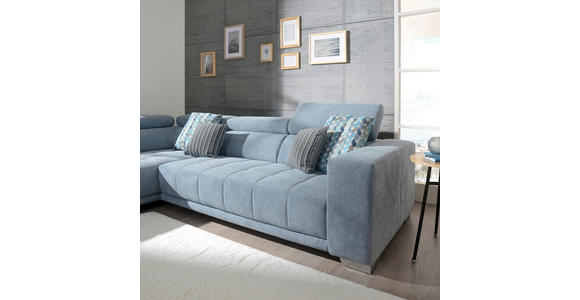 ECKSOFA  in Mikrofaser Hellblau  207/301 cm  - Chromfarben/Hellblau, Design, Textil/Metall (207/301cm) - Xora