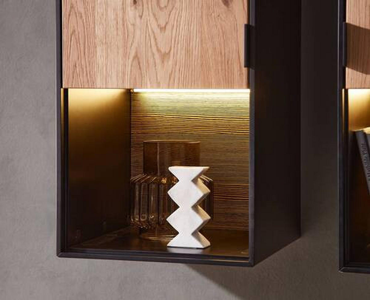 HÄNGEVITRINE Schwarz, Eichefarben  40/120/32 cm  - Eichefarben/Schwarz, Design, Holz/Holzwerkstoff (40/120/32cm) - Novel