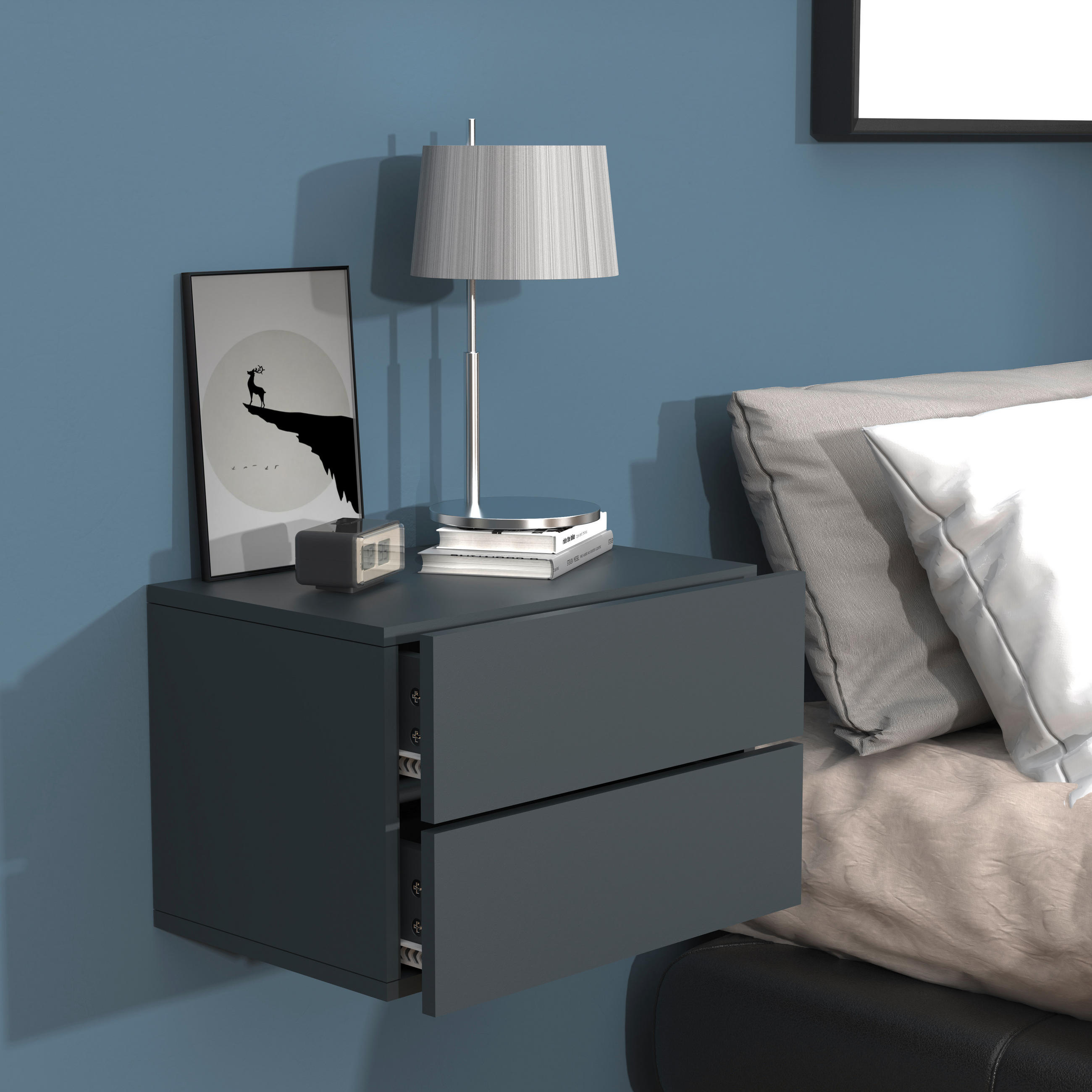 NACHTSCHRANK 45/30/32 cm - Anthrazit, MODERN, Holzwerkstoff (45/30/32cm) - MID.YOU