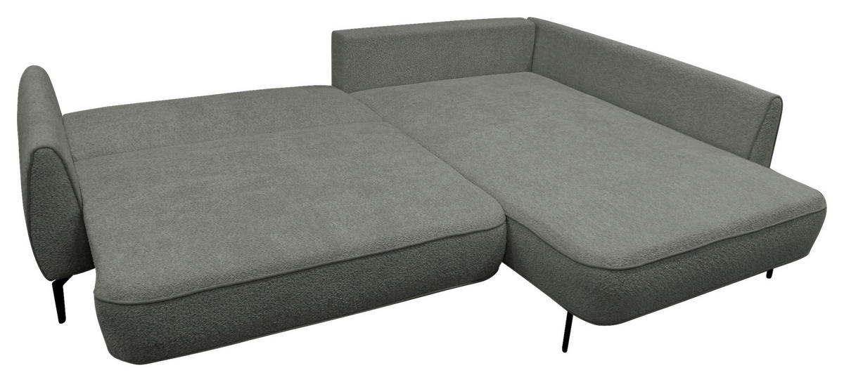 ECKSOFA in Bouclé Grau  - Creme/Schwarz, Design, Textil/Metall (273/204cm) - MID.YOU