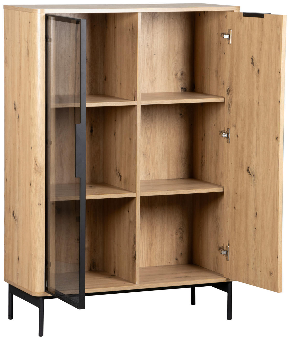 HIGHBOARD  in 89/128/40 cm  - Schwarz/Eiche Artisan, Design, Glas/Holzwerkstoff (89/128/40cm) - MID.YOU