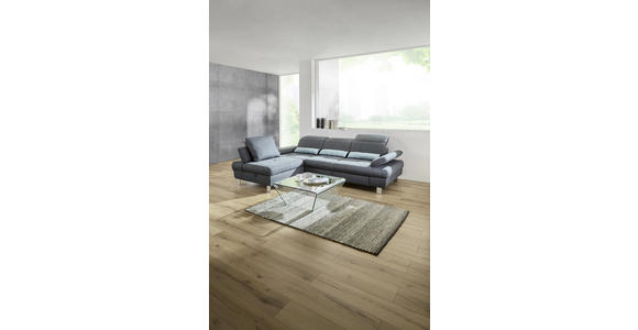 Wohnlandschaft inkl.Funktionen Grau, Hellblau Webstoff - Alufarben/Grau, KONVENTIONELL, Textil/Metall (216/286cm) - Cantus