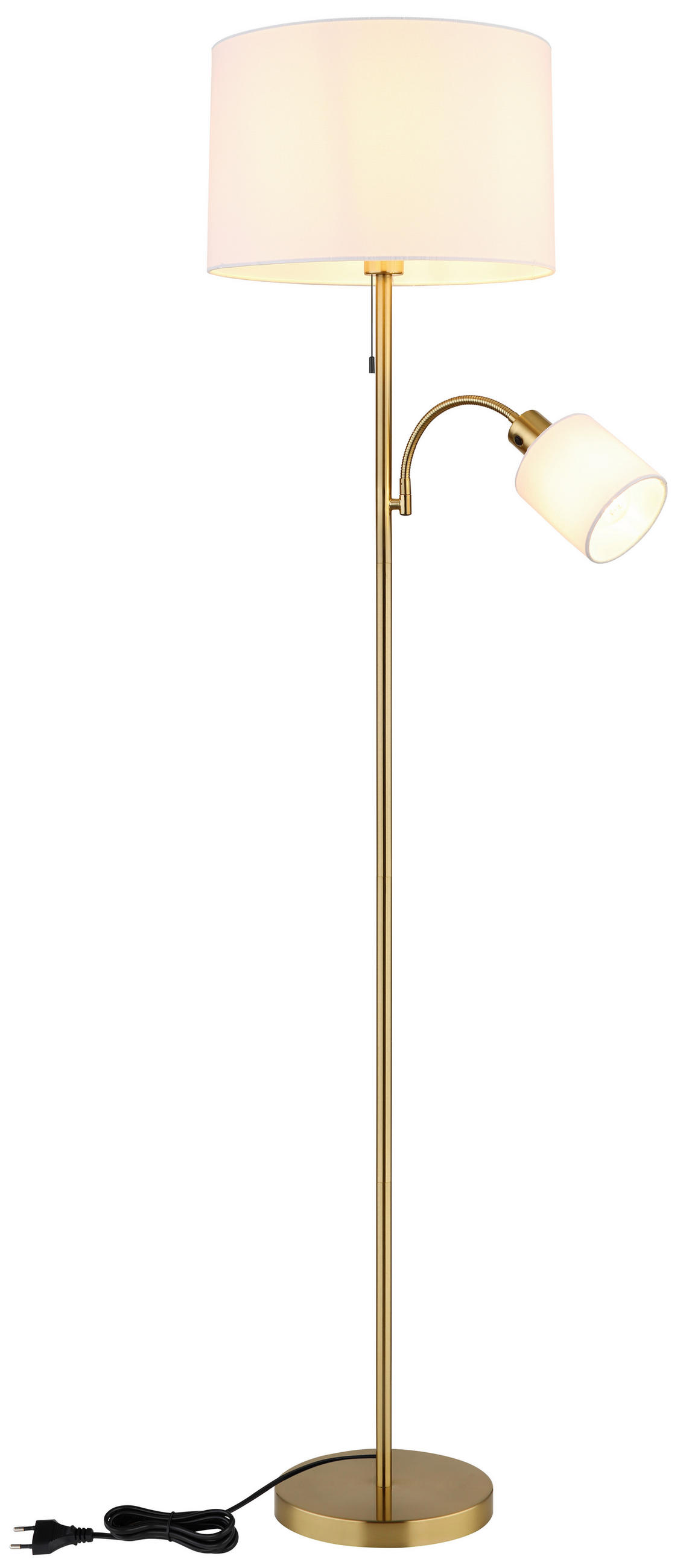 STEHLEUCHTE Truett 38/165 cm  - Messingfarben/Schwarz, Design, Kunststoff/Textil (38/165cm) - Globo