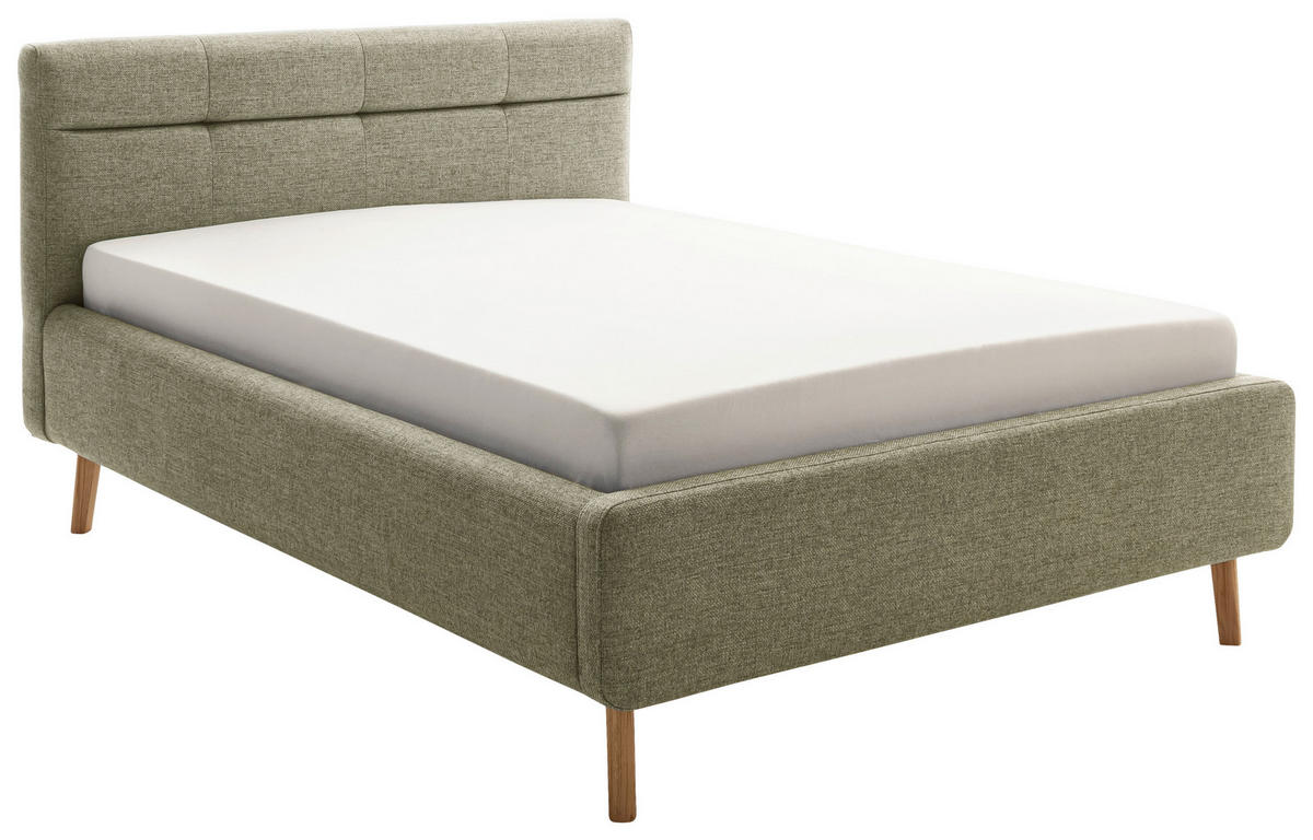 POLSTERBETT 140/200 cm  in Grün  - Eichefarben/Birkefarben, Konventionell, Holz/Textil (140/200cm) - Boxxx
